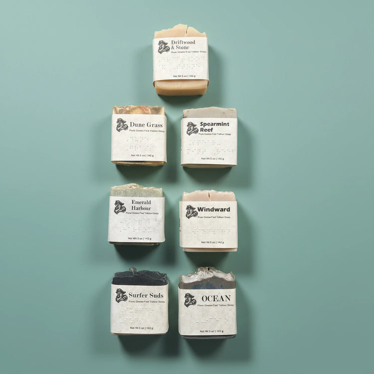 Coastal Collection - The Full Set Blind Pirate Soap Company all 7 soap bars are braille labeled