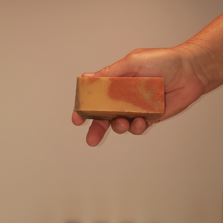 Rustic cut Dune Grass grass-fed tallow soap bar, earthy green and natural. Blind Pirate Soap Co.