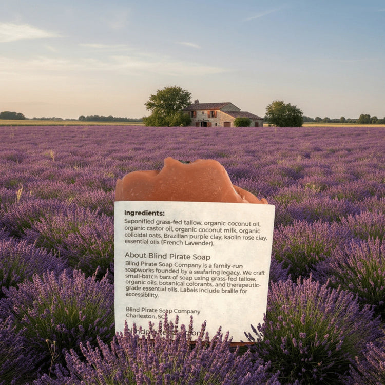 French Lavender | Grass Fed Tallow Soap Bar Blind Pirate Soap Co. with full ingredients list