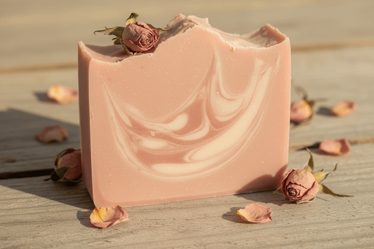handmade artisan soap made of rose clay and tallow