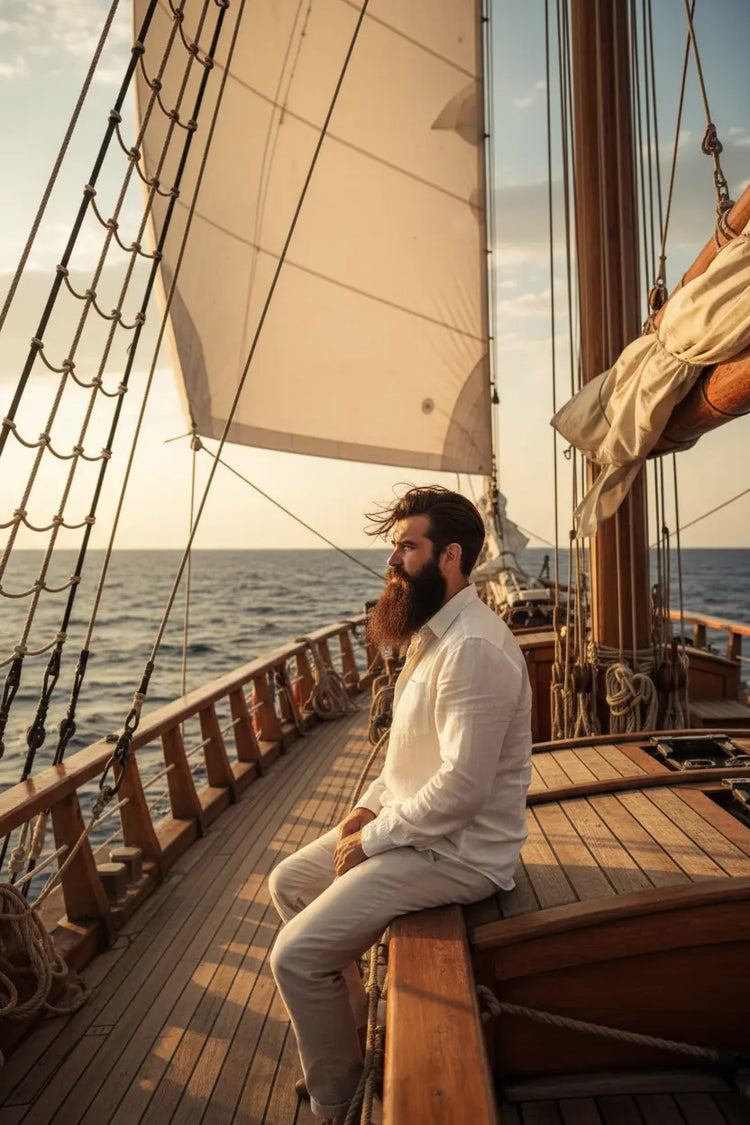 Lifestyle — Man on Tall Ship Gunwales