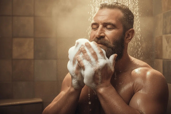 Dune Grass grass fed tallow soap organic oils being lathered up