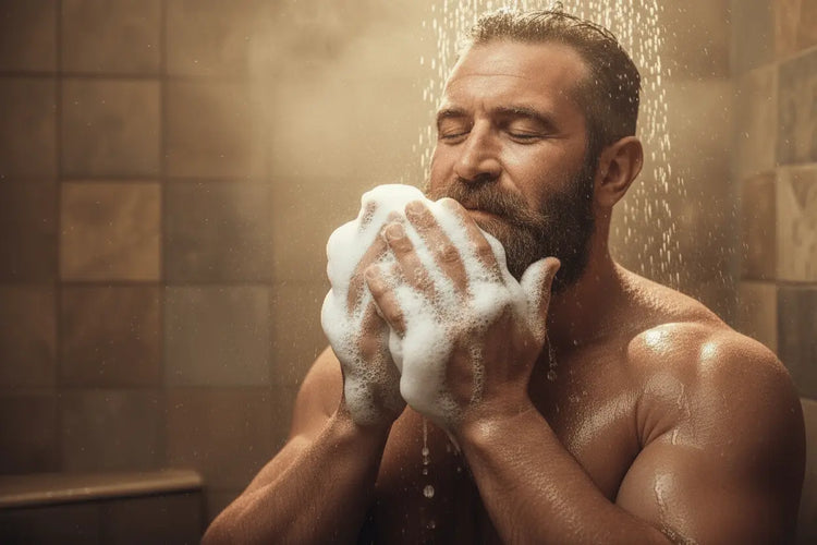 Dune Grass grass fed tallow soap organic oils being lathered up