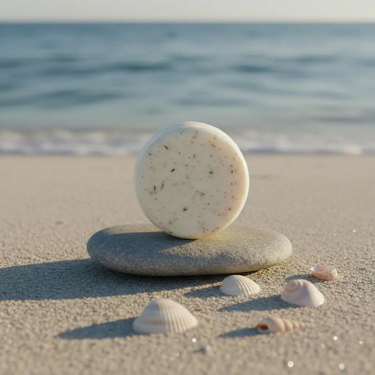 Beach Scene — Warm Ivory Tallow Bar Blind Pirate Soap on a lovely beach