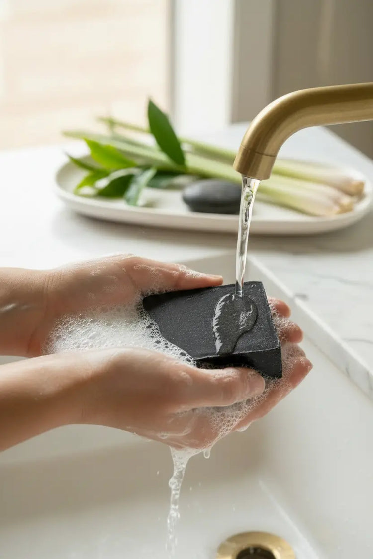 Black Flag — Clean Charcoal Bar Lather Shot