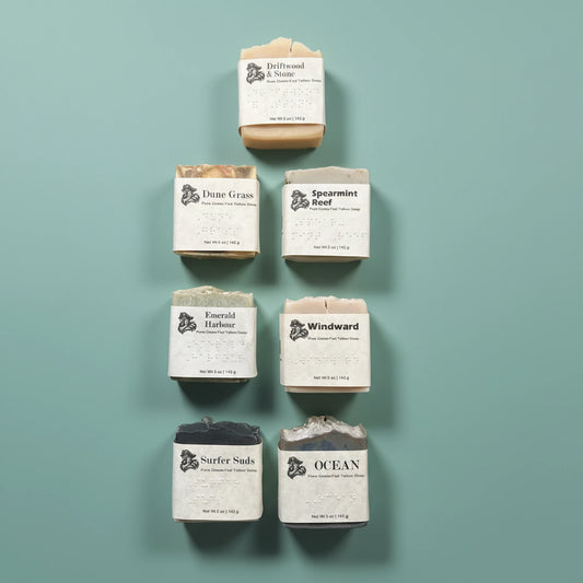 Coastal Collection - The Full Set Blind Pirate Soap Company all 7 soap bars are braille labeled