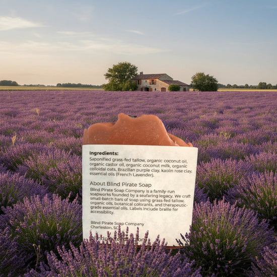 French Lavender | Grass Fed Tallow Soap Bar Blind Pirate Soap Co. with full ingredients list