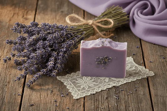 French lavender, jute twine and vintage lace"