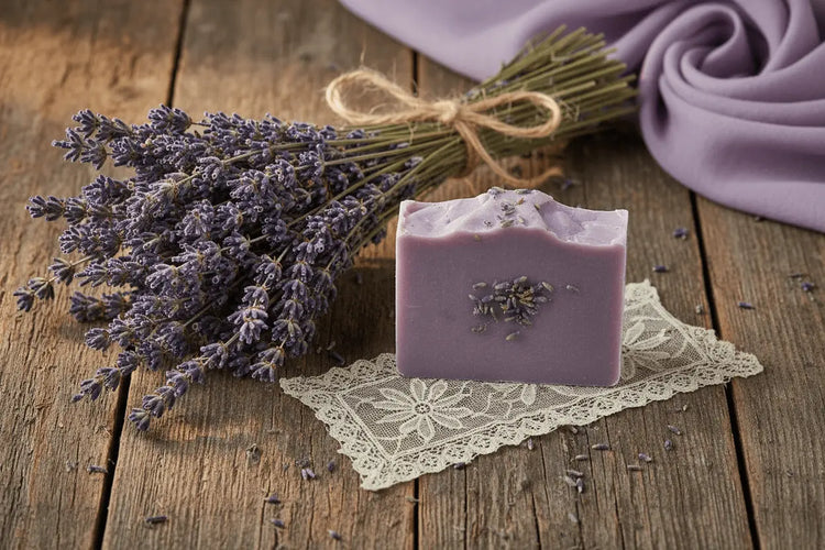 French lavender, jute twine and vintage lace"