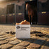 Oatmeal & Honey Certified Grass-Fed Tallow Soap bar in a stable yard with a horse, Blind Pirate Soap Co.
