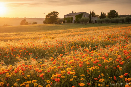 Wildflower Meadow on a golden rolling hillside.